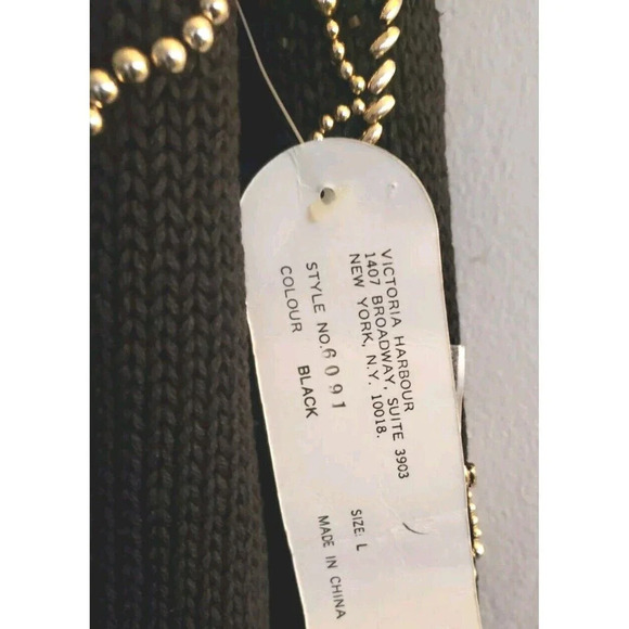 Victoria Harbour Cardigan Women's Large Black Gold Bead Embellished Knit NWT - Picture 6 of 8